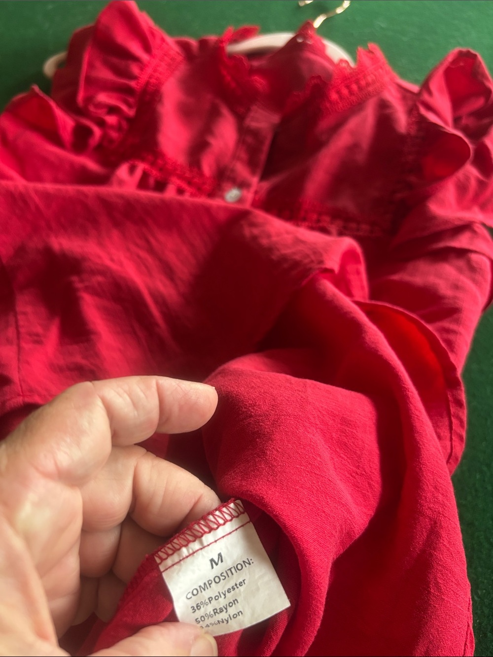 Red Ruffle Sleeve Top - Picture 6 of 6